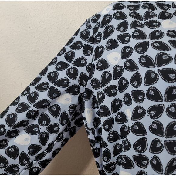 Ann Taylor Blue Black White Leaf Print V Neck Blouse Top Large New Without Tags - Picture 5 of 7